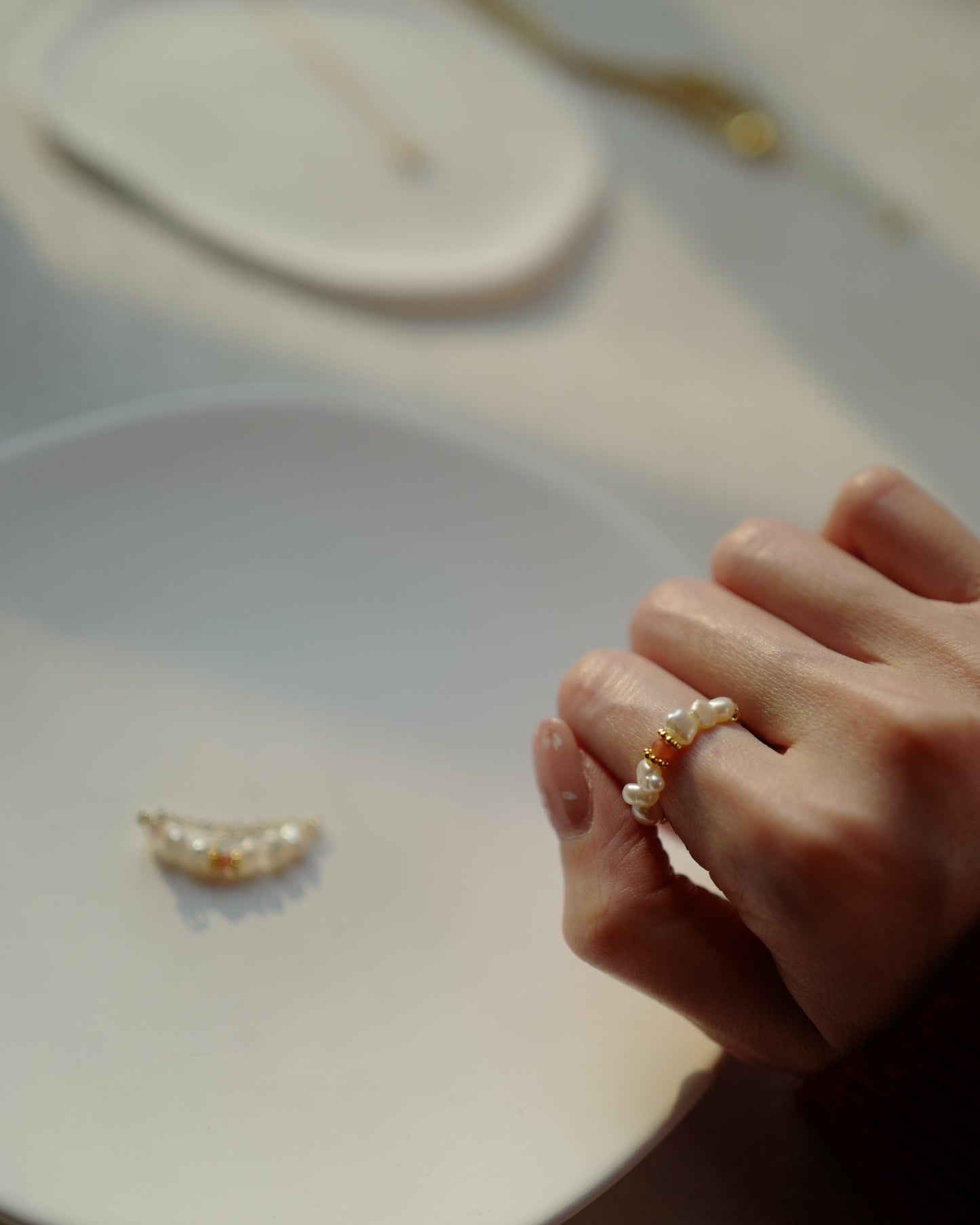 Baroque Pearl and Tourmaline Ring