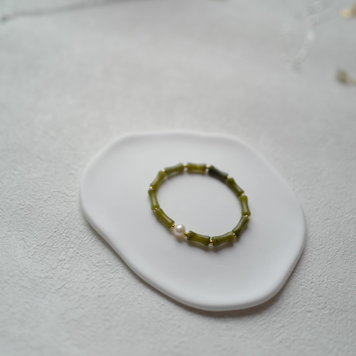 Olive jade Bamboo bracelet