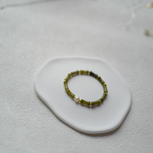 Olive jade Bamboo bracelet