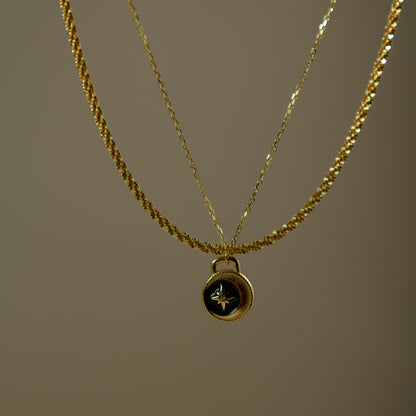 Black star padlock necklace