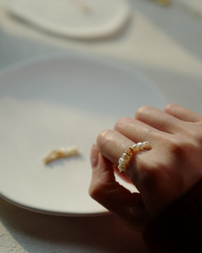 Baroque Pearl and Tourmaline Ring